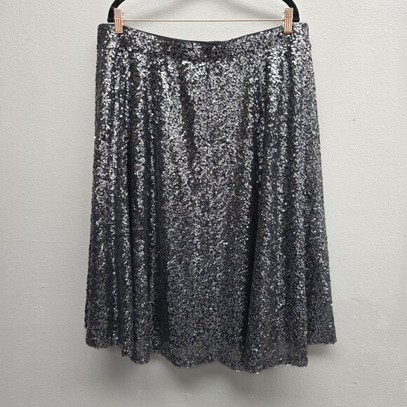 Lane Bryant Skirt Womens 18/20 Black Silver Sequin Midi Party Holiday Plus - Picture 4 of 11